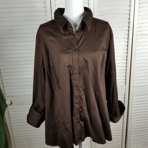 Lane Bryant 26/28 brown dress shirt be er worn